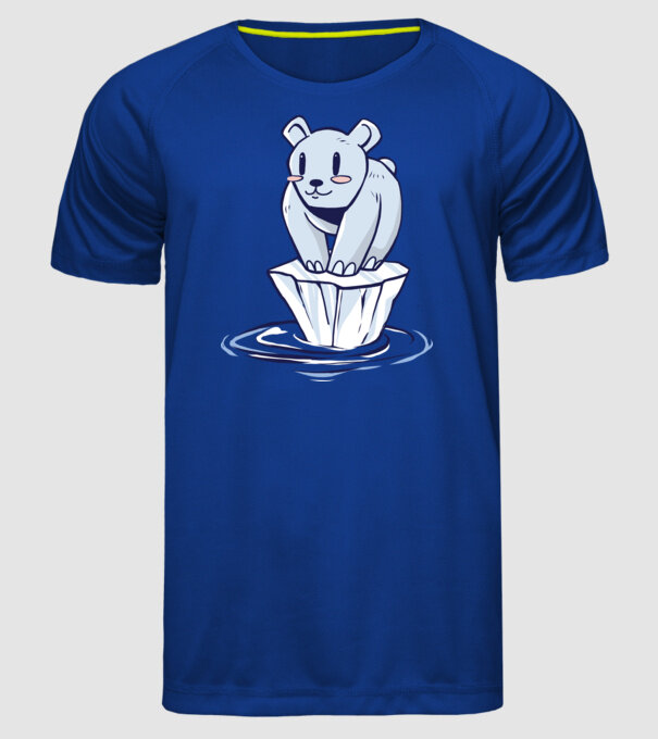 Urs polar pe gheața care se topește model albastru regal pe tricou