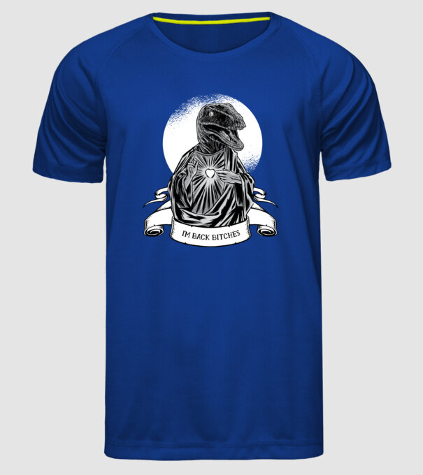 Iisus Raptor Dinozaur model albastru regal pe tricou