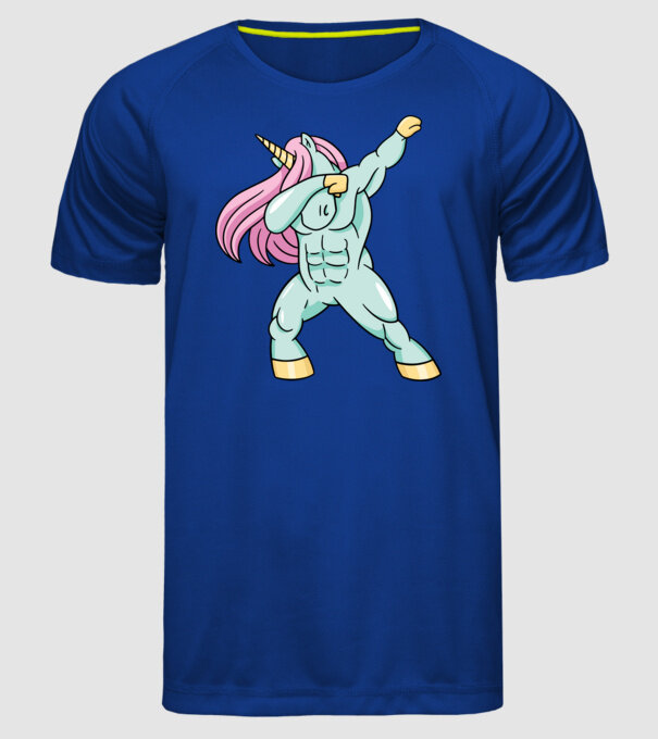 Unicorn Body Building DAB model albastru regal pe tricou