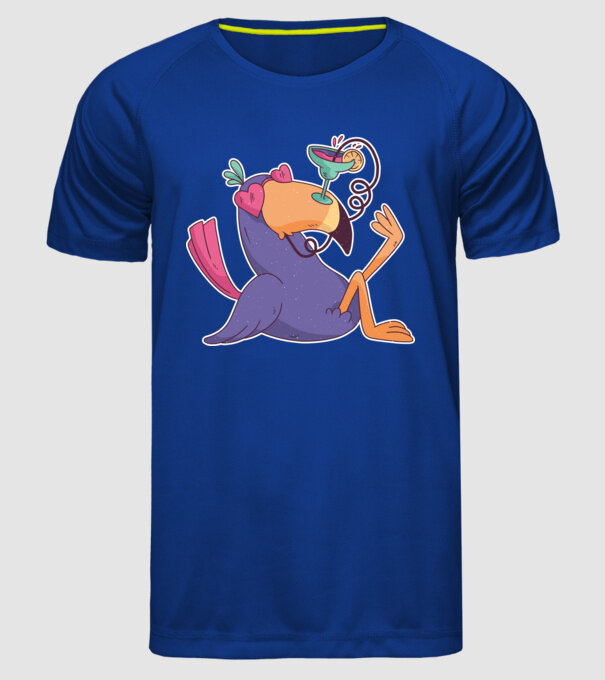 Toucan cu cocktail model albastru regal pe tricou