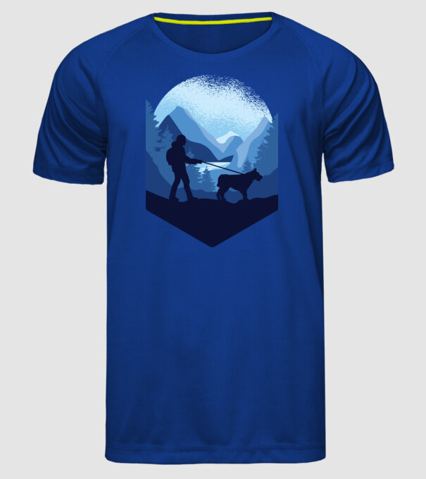 Excursie cu Câine model albastru regal pe tricou