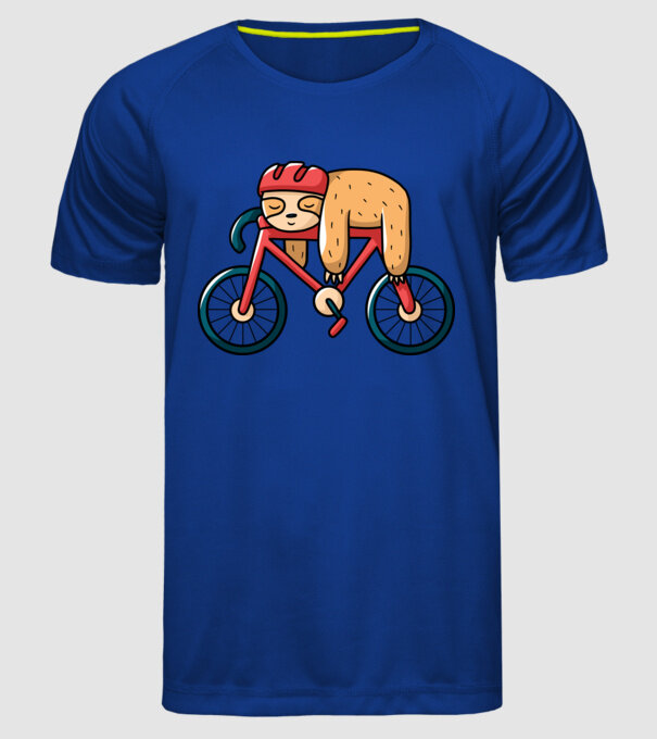 Leneș pe bicicletă model albastru regal pe tricou