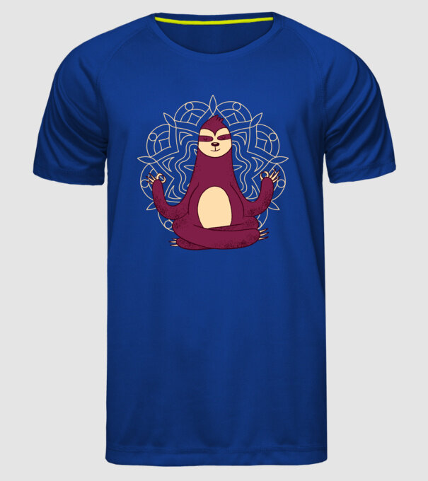 Leneș Meditație Yoga model albastru regal pe tricou