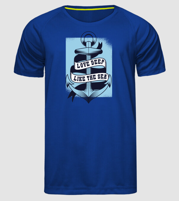 'Love deep like the sea ancoră dragoste Valentine''s Day' model albastru regal pe tricou