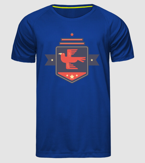 Stemă pasăre model albastru regal pe tricou
