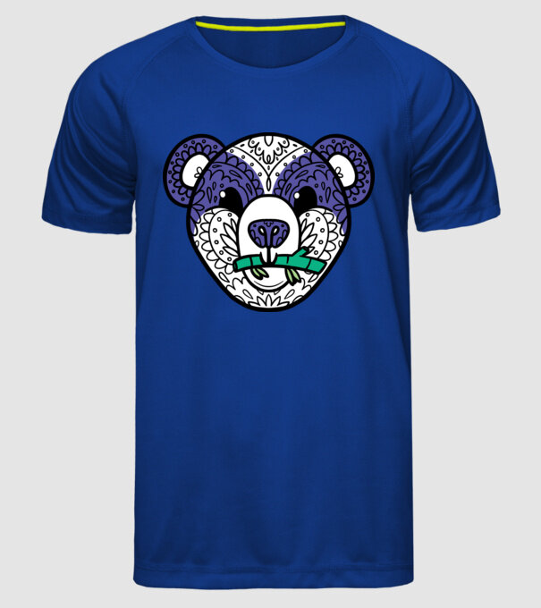 Mandala Panda model albastru regal pe tricou