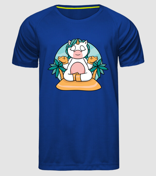 Unicornul meditator model albastru regal pe tricou