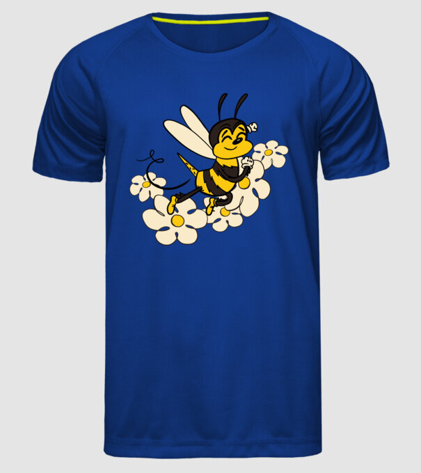 Albină Floare model albastru regal pe tricou