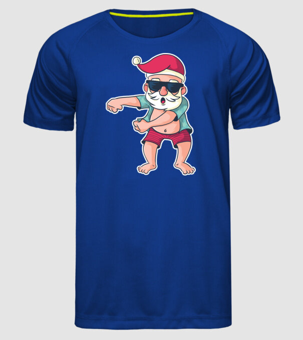 Moș Crăciun dans Floss DAB model albastru regal pe tricou
