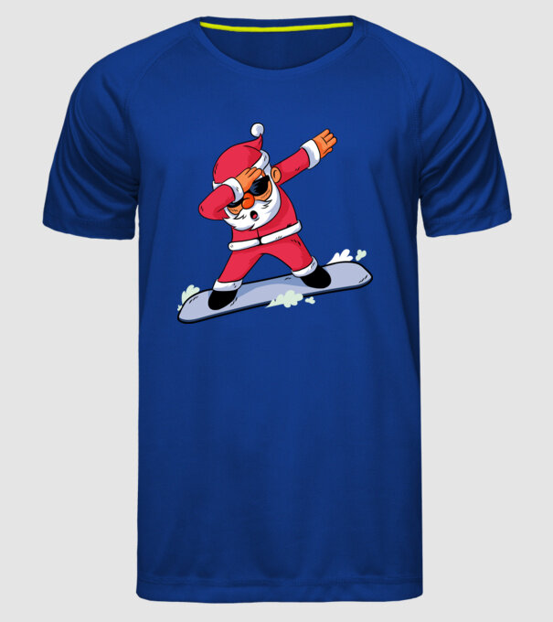 Moș Crăciun Snowboard DAB tricou amuzant model albastru regal pe tricou