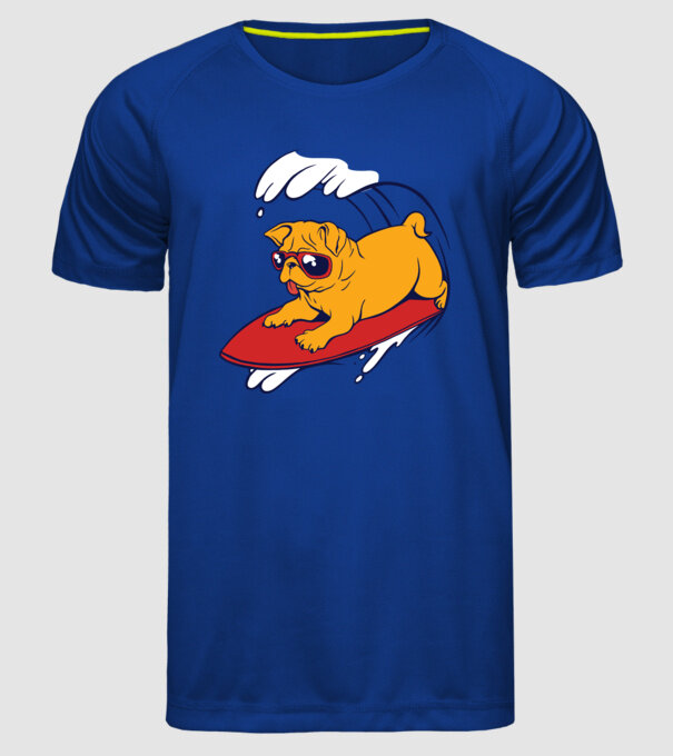 Mops Surf model albastru regal pe tricou