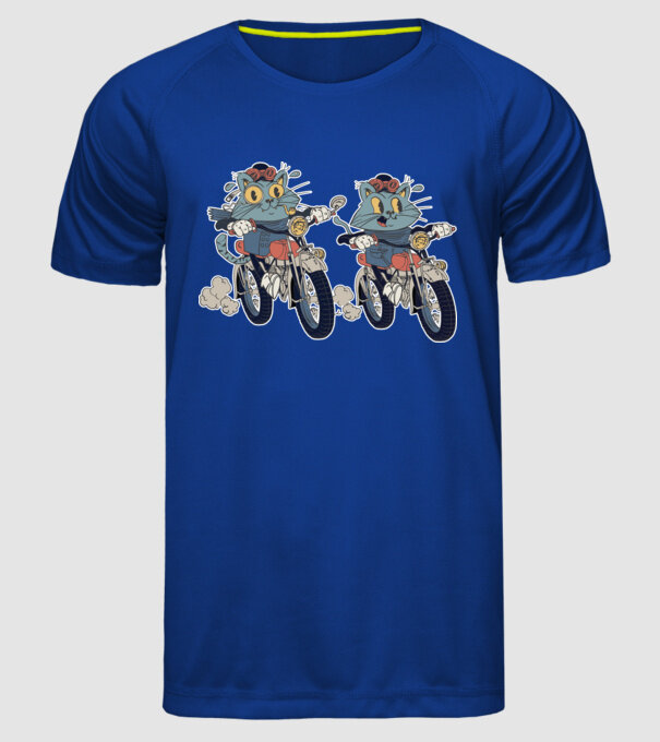 Pisicuțe motocicliste model albastru regal pe tricou