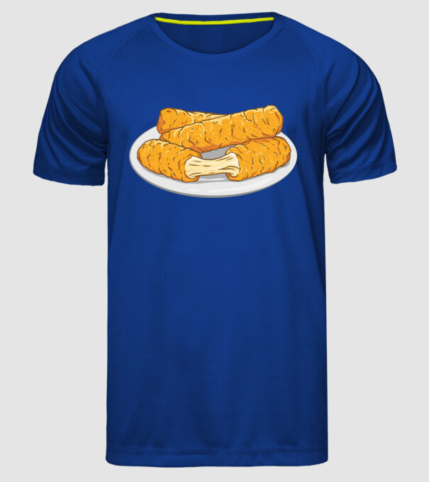 Fâșii de mozarella model albastru regal pe tricou