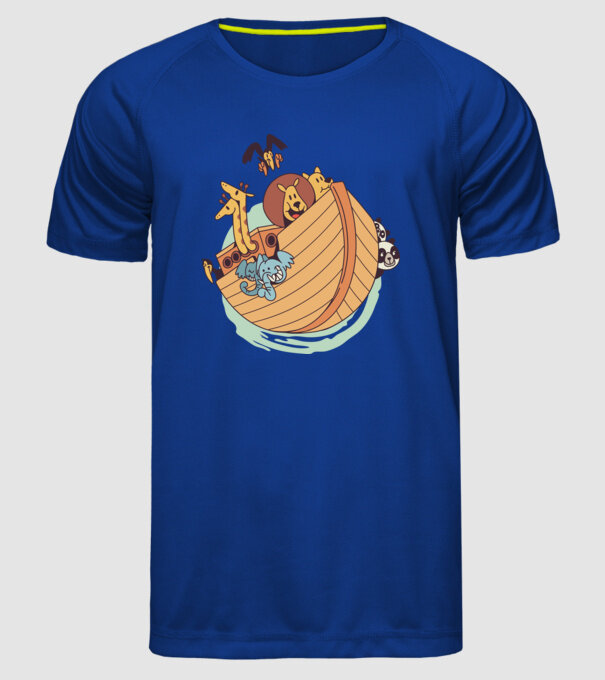 Arca lui Noe model albastru regal pe tricou