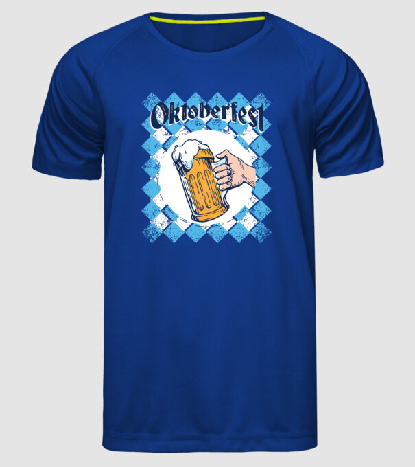 Tricou cu bere Oktoberfest model albastru regal pe tricou