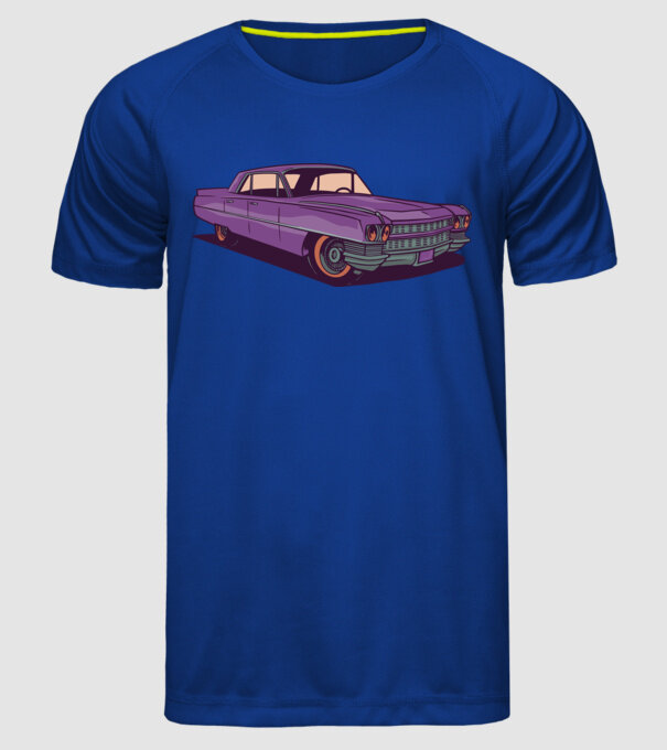Mașină Old school model albastru regal pe tricou
