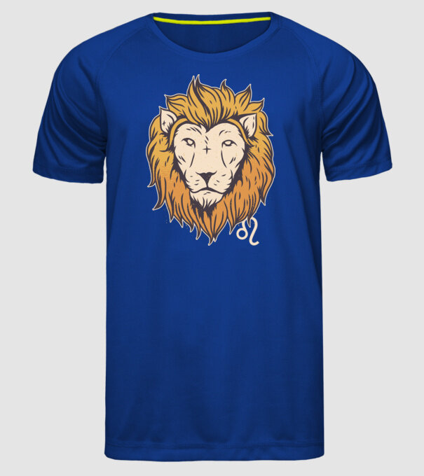 Lion head Horoscope model albastru regal pe tricou