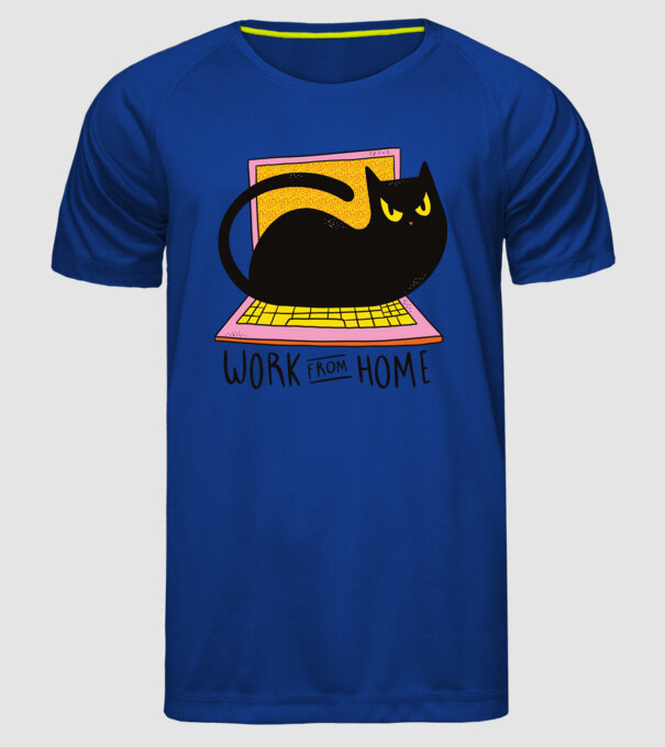 Home offfice cu pisică model albastru regal pe tricou