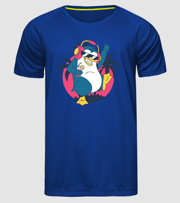 Pinguin de Petrecere model albastru regal pe tricou