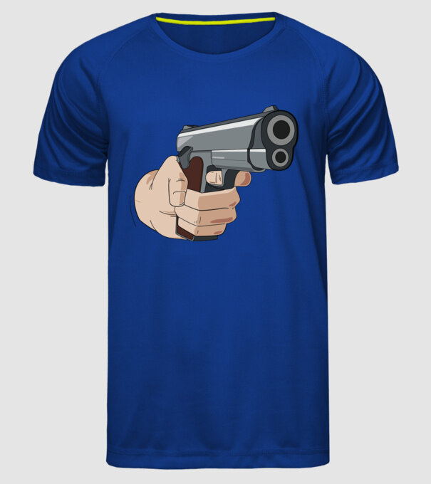Pistol model albastru regal pe tricou