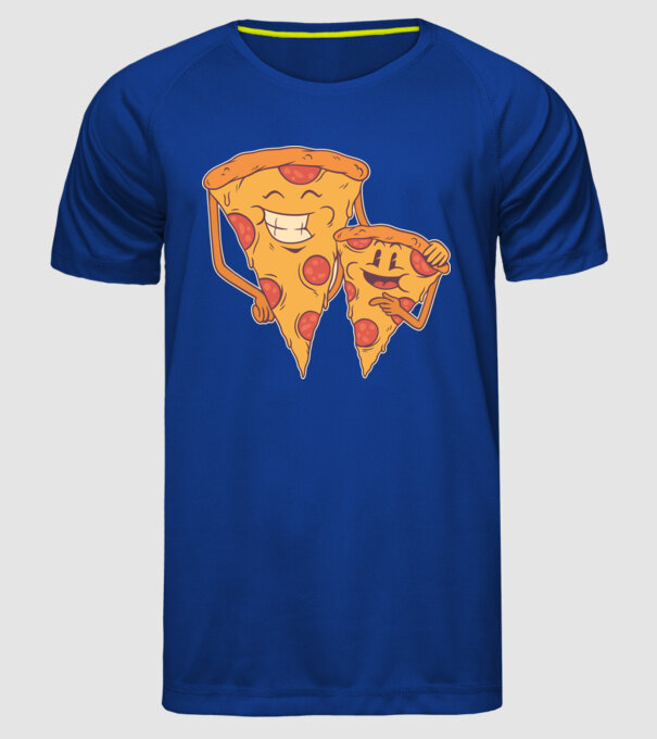 Familie Pizza model albastru regal pe tricou