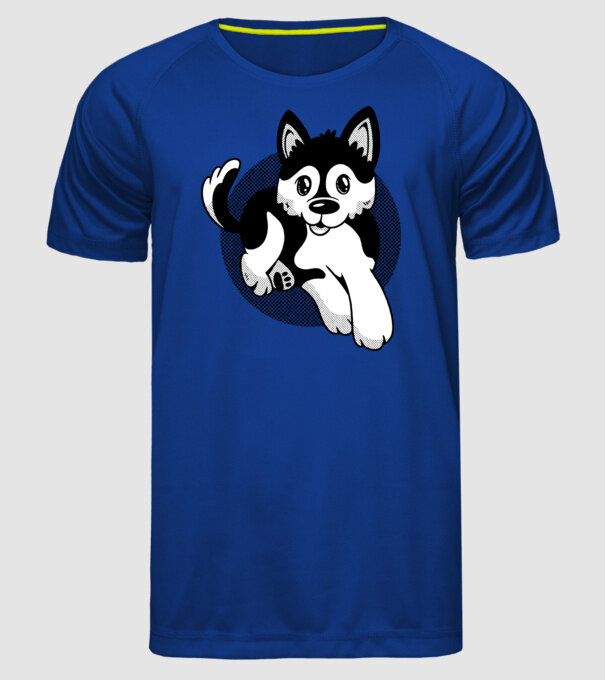 Câine Pomsky model albastru regal pe tricou