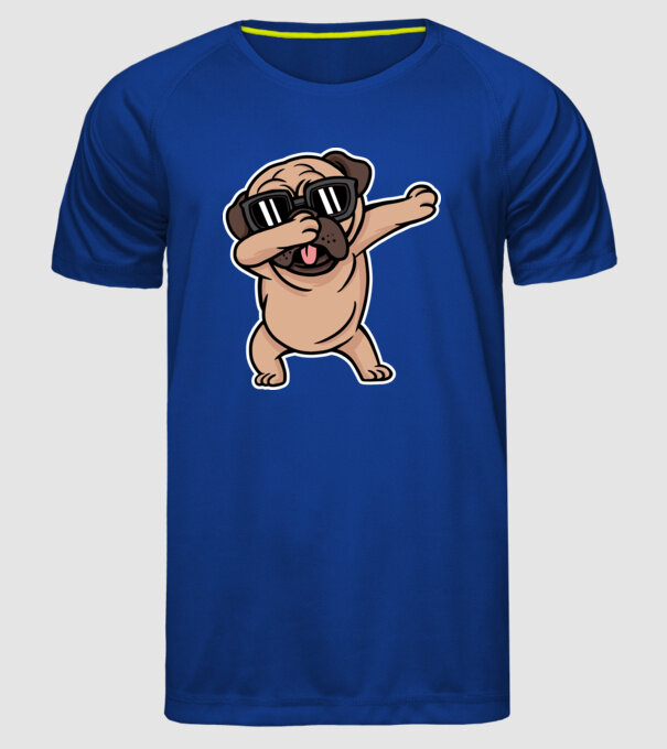 Pug DAB model albastru regal pe tricou
