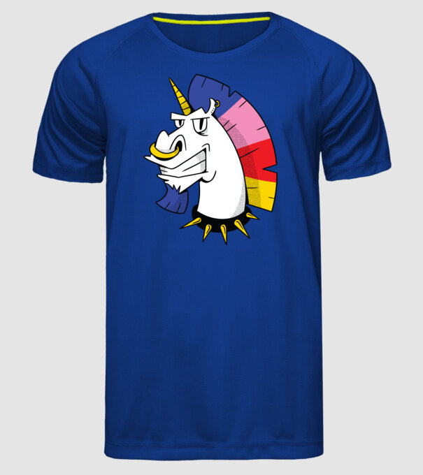 Punk unicorn model albastru regal pe tricou