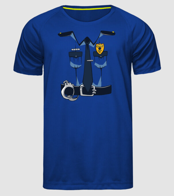 Costum de polițist pentru Halloween model albastru regal pe tricou