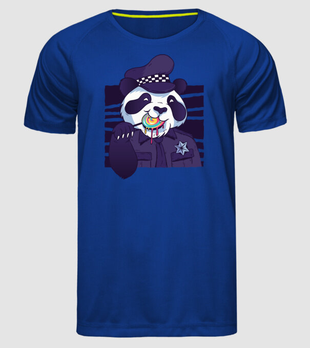 Panda polițist cu acadea model albastru regal pe tricou