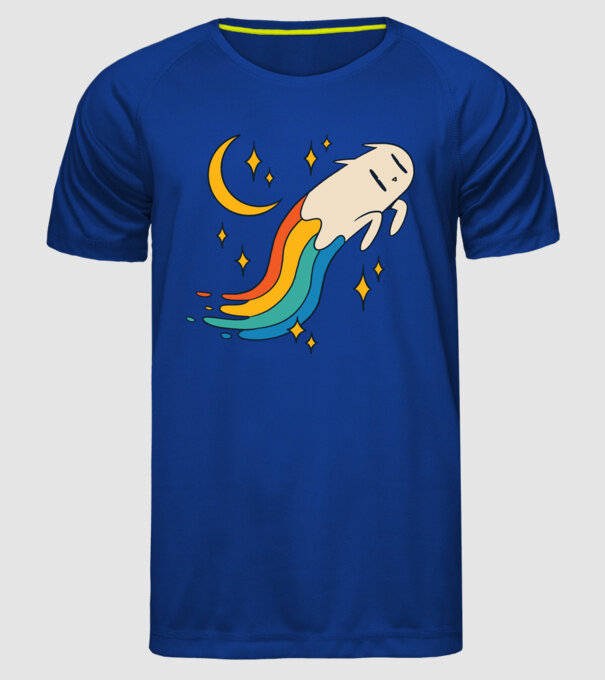 Pisoi zburător model albastru regal pe tricou