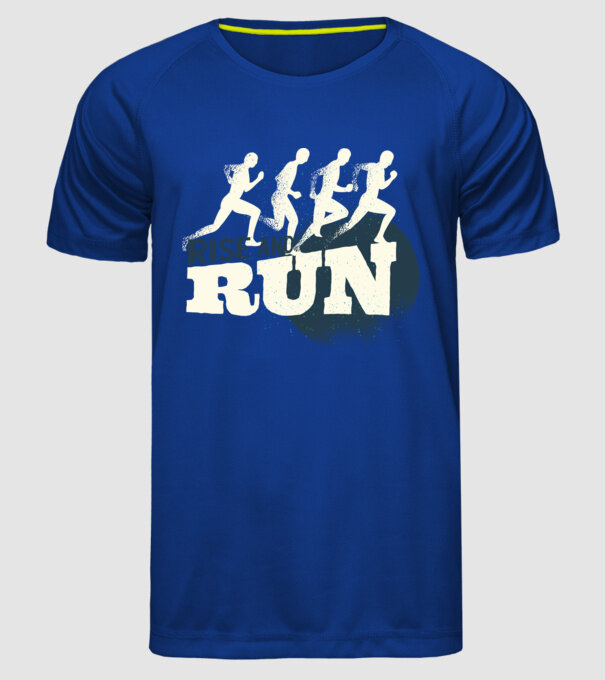 Rise and Run - Tricou pentru alergători model albastru regal pe tricou