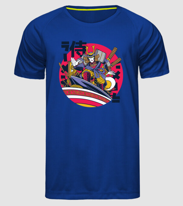 Samurai Ramen Surf model albastru regal pe tricou
