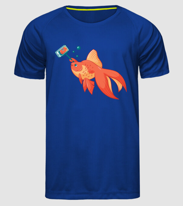 Selfish - Pește făcând selfie model albastru regal pe tricou