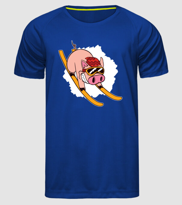 Porcușor schior model albastru regal pe tricou