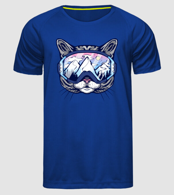 Pisică schior model albastru regal pe tricou