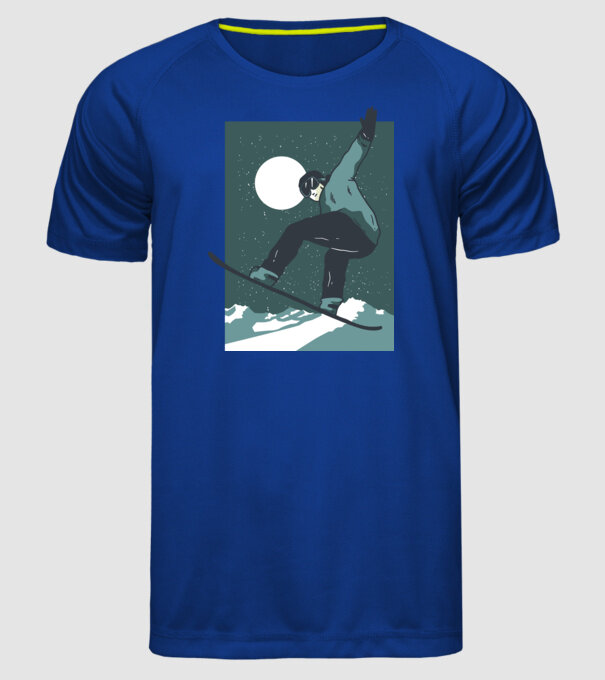 Săritură Snowboard model albastru regal pe tricou