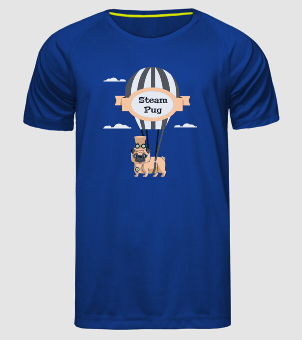 Steampug - mops model albastru regal pe tricou