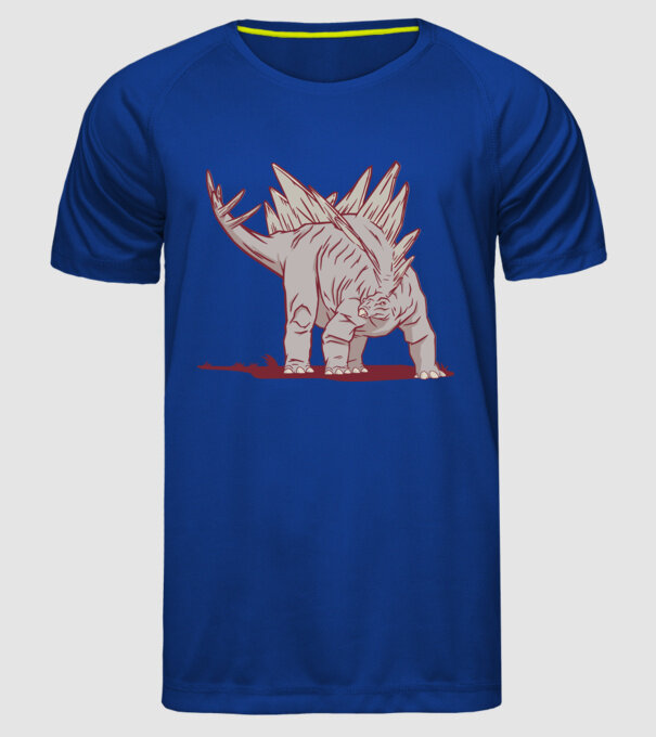 Stegosaurus dinozaur model albastru regal pe tricou