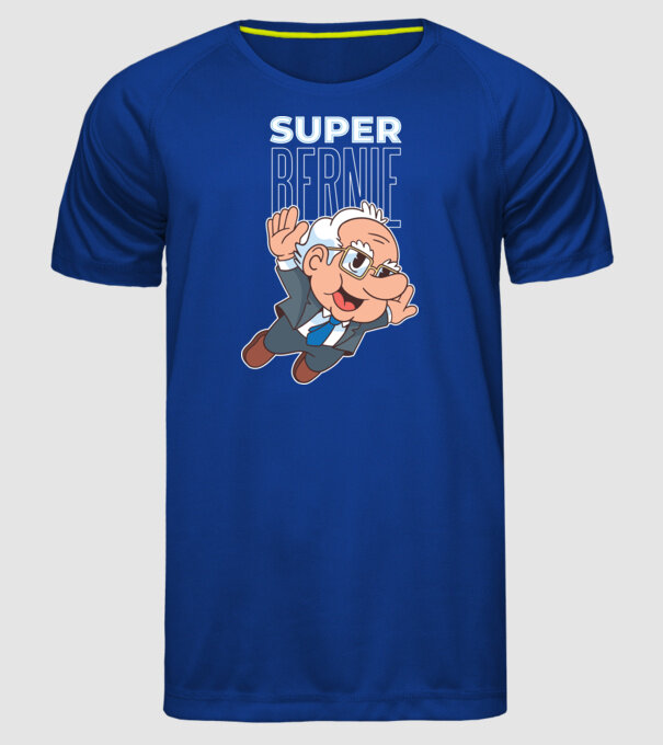Super Bernie Sanders model albastru regal pe tricou