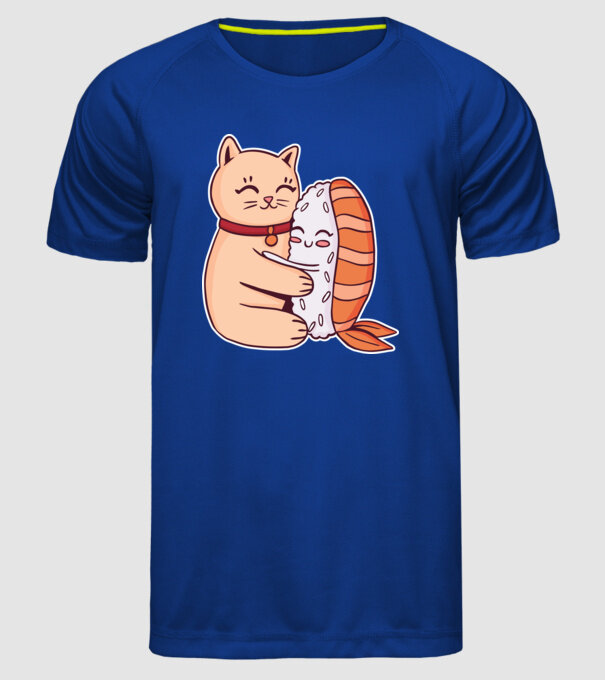 Sushi cu Pisică model albastru regal pe tricou