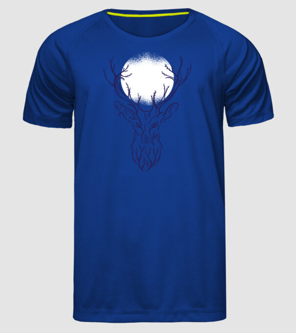 Siluetă cerb model albastru regal pe tricou