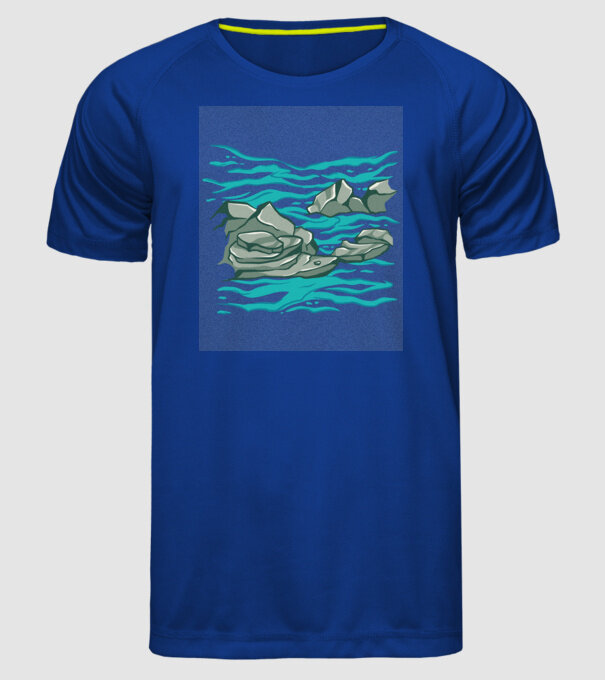 Oceanul cu Stânci model albastru regal pe tricou