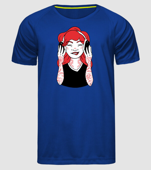 Fată Gamer tatuată model albastru regal pe tricou