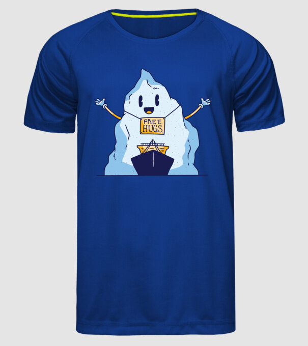 Titanic Iceberg Free Hugs model albastru regal pe tricou