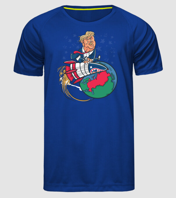 Trump bombă model albastru regal pe tricou