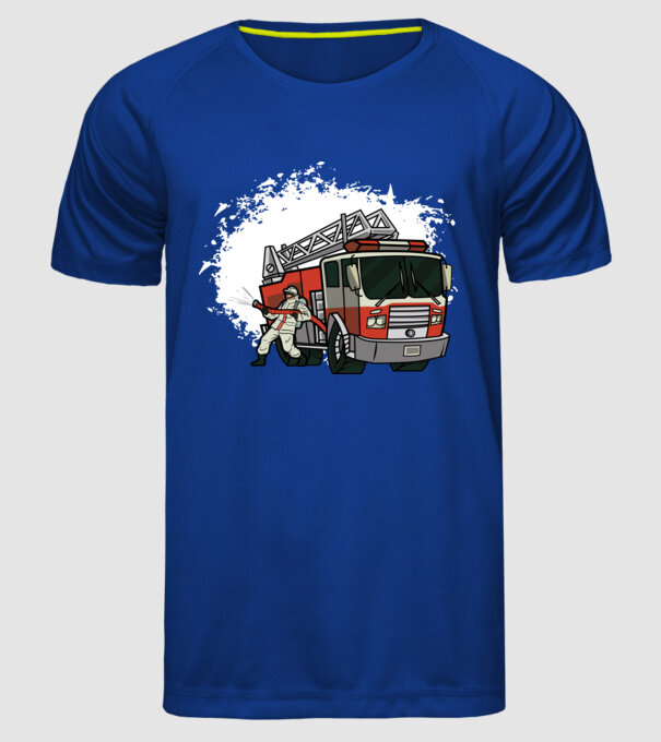 Pompier în acțiune model albastru regal pe tricou
