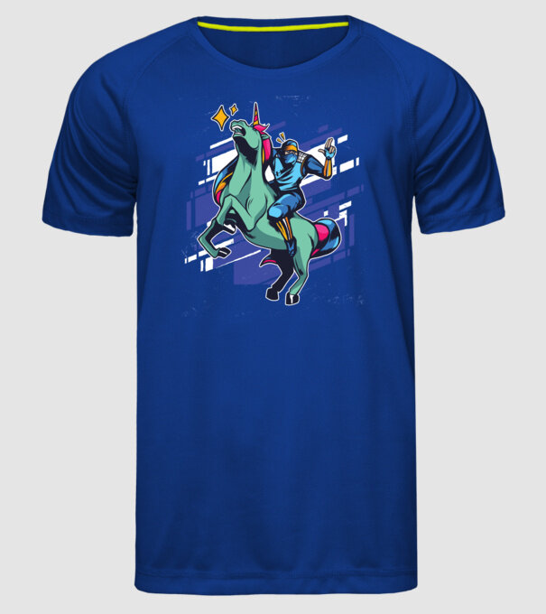 Unicorn Ninja model albastru regal pe tricou