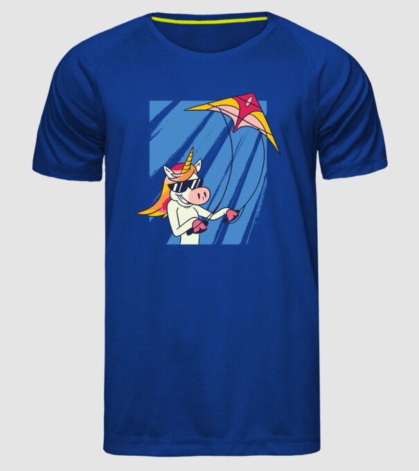 Unicorn lansează zmeie tricou drăguț model albastru regal pe tricou