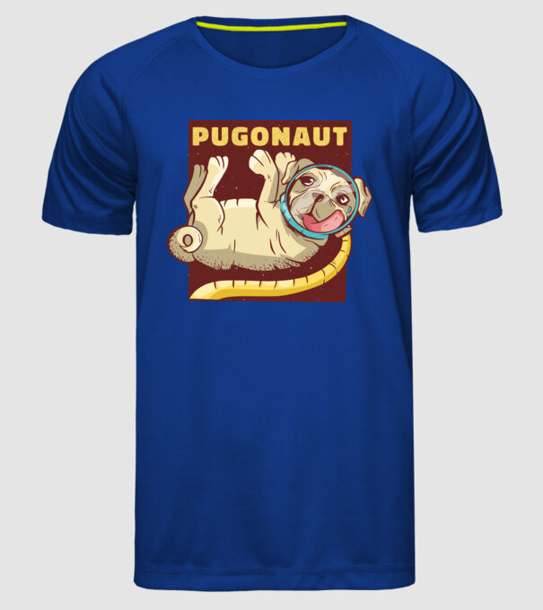 Mops Astronaut model albastru regal pe tricou